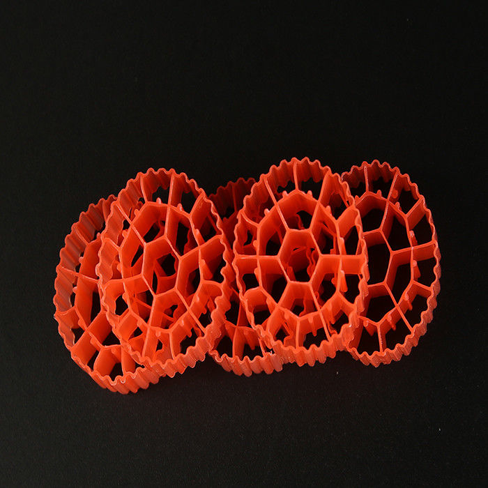 Red / Yellow Plastic MBBR Bio Media K1 500 m2/m3 Surface Area With White Color