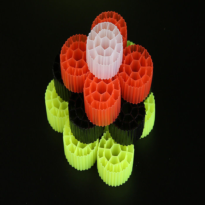 Red / Yellow Plastic MBBR Bio Media K1 500 m2/m3 Surface Area With White Color